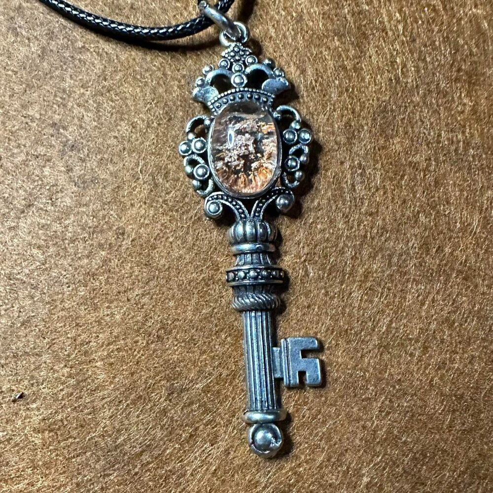 Topaz Colored stone Key Necklace